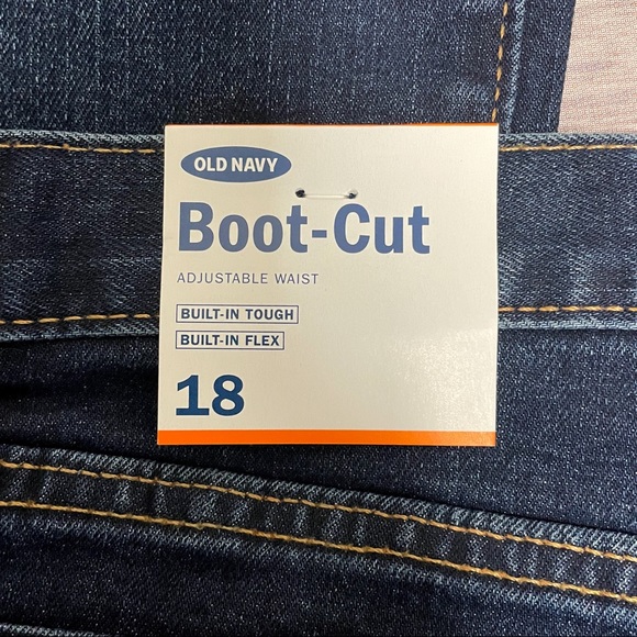 Old Navy Dark Wash Boys Boot Cut Adjustable Waist Jeans NWT 18 Bootcut Husky - Picture 7 of 8